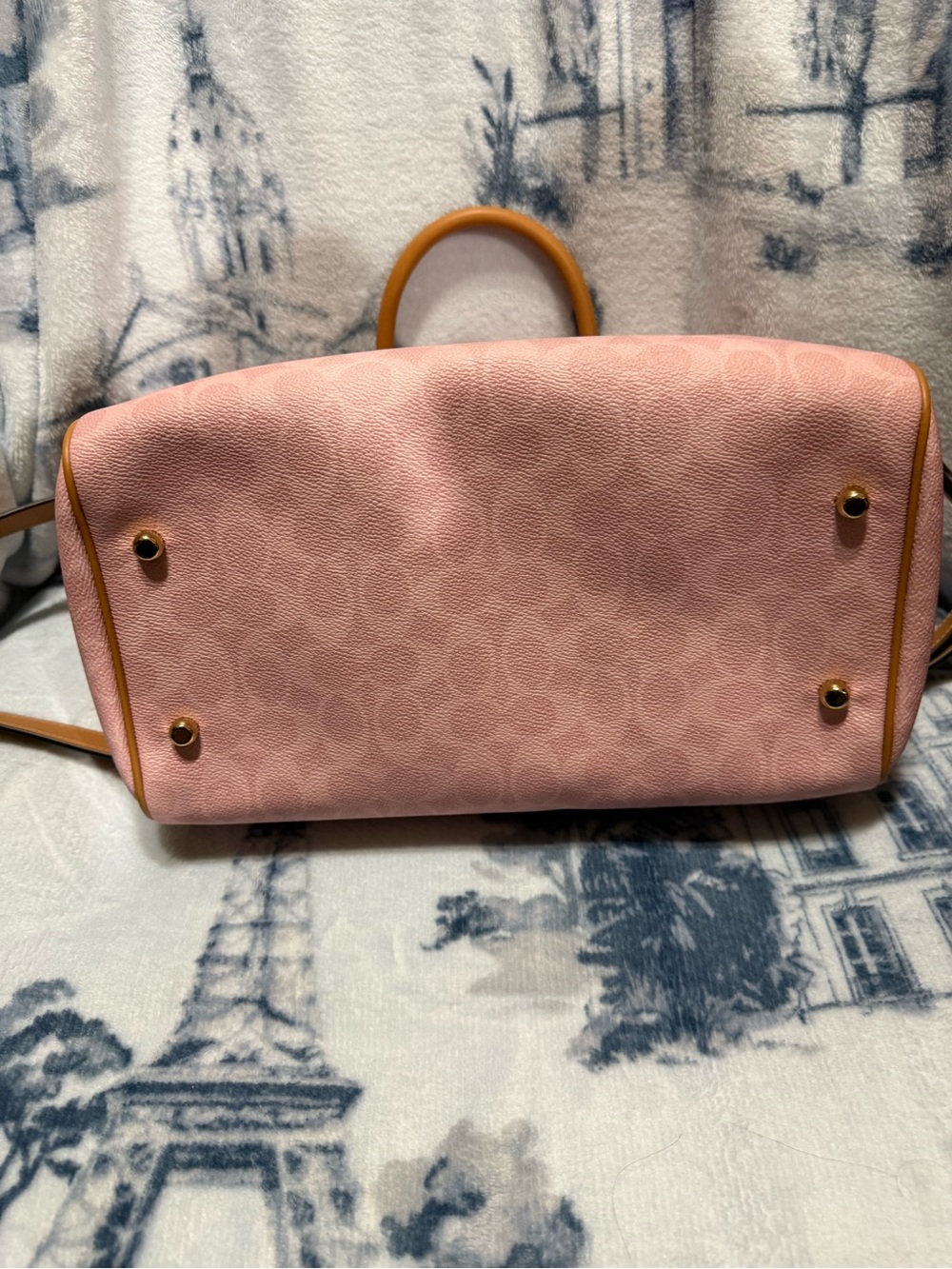 Coach 2026 Powder Pink Satchel with Tan Trim and Floral Charm - Picture 3 of 5